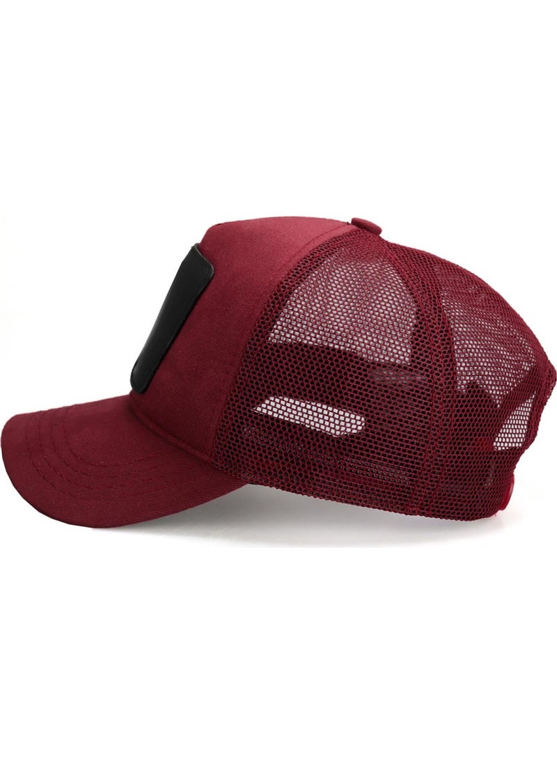 Black Börk Blackbörk V1 Trucker Rock - Unisex Claret Red Hat (Cap) with 1 Code Logo  - Image 3
