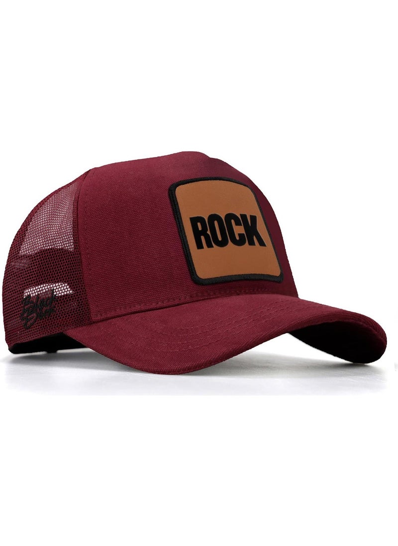 Black Börk Blackbörk V1 Trucker Rock - Unisex Claret Red Hat (Cap) with 1 Code Logo  - Image 1