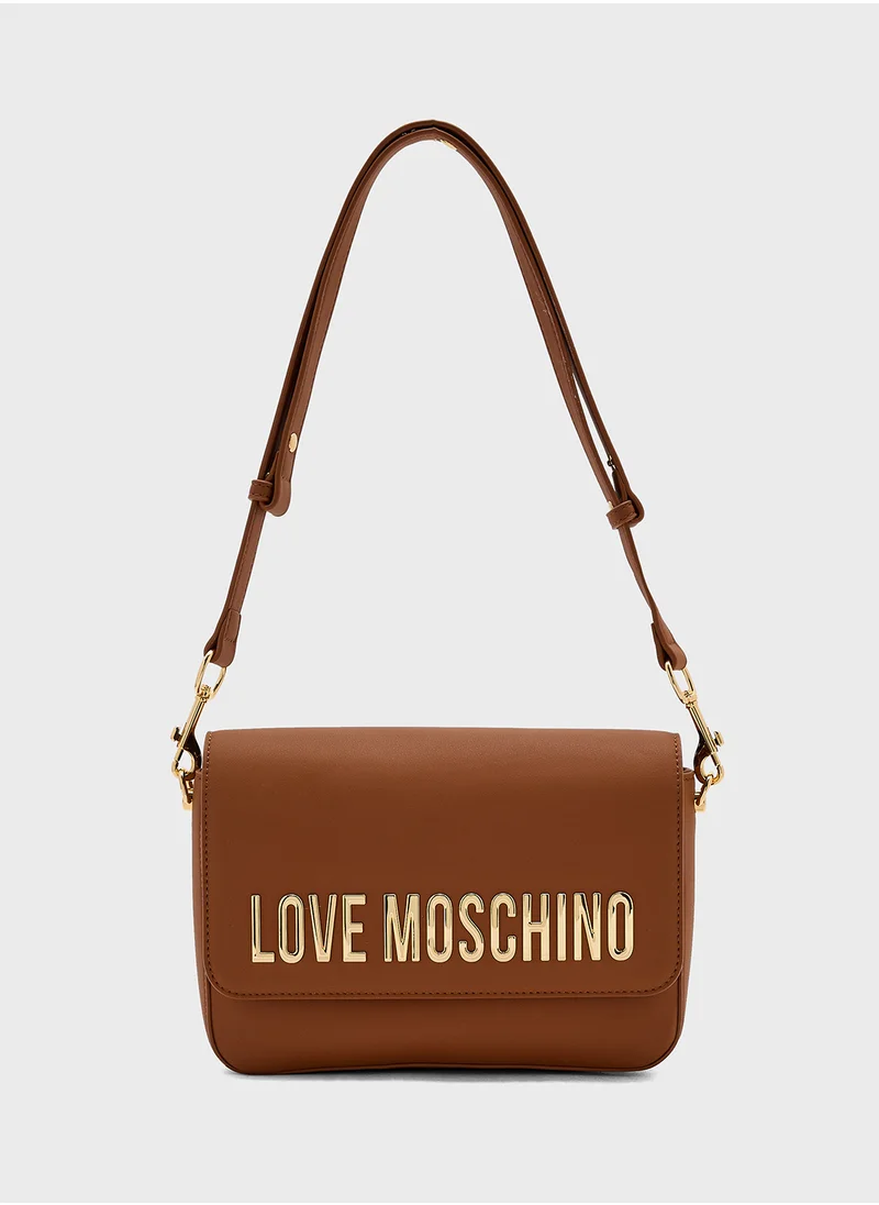 Love Moschino Logo Detailed Flap Over Crossbody