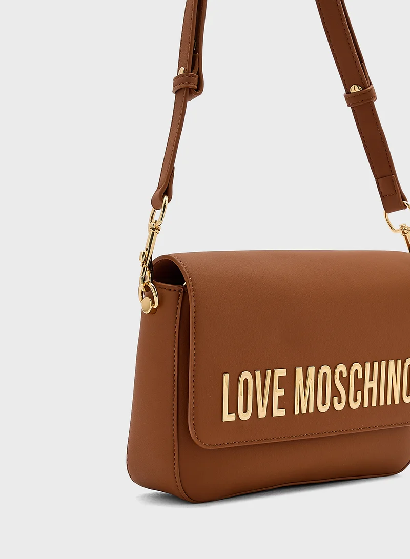 Love Moschino Logo Detailed Flap Over Crossbody