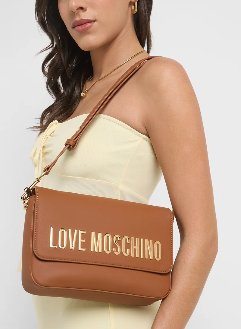 Love Moschino Logo Detailed Flap Over Crossbody