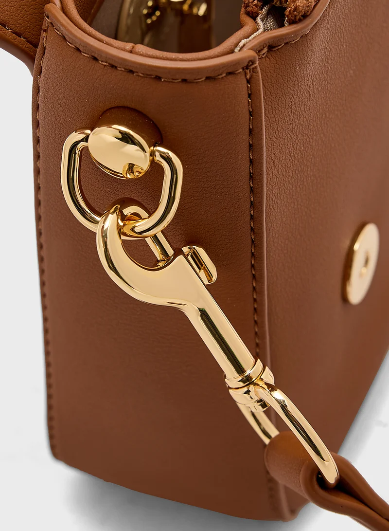 Love Moschino Logo Detailed Flap Over Crossbody
