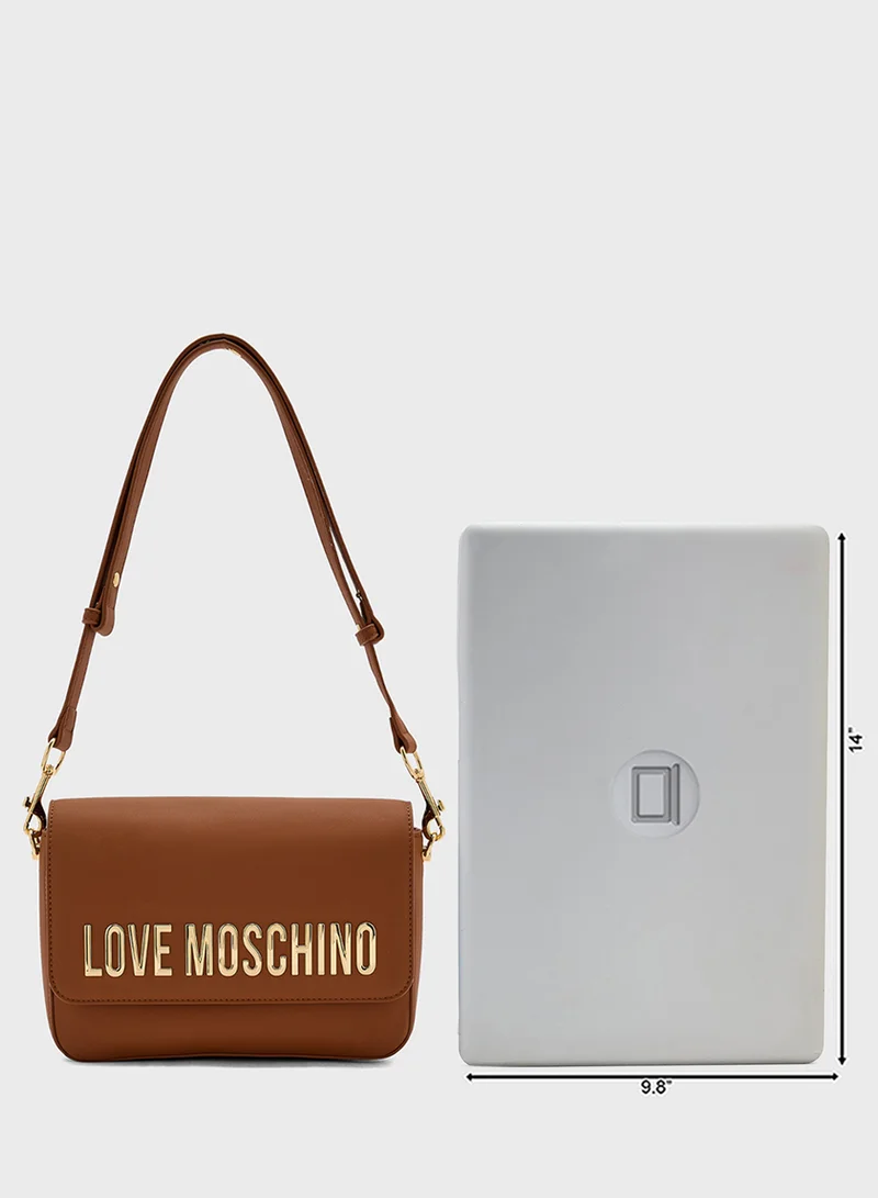 Love Moschino Logo Detailed Flap Over Crossbody
