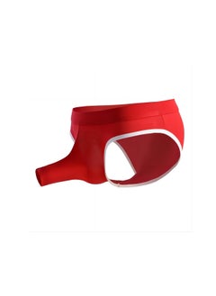Men's stretchy low-rise panties with red raised pouches
