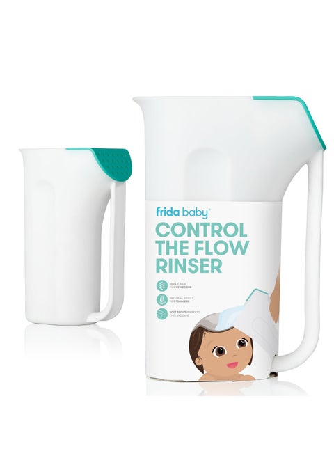 Control the Flow Rinser by Frida Baby Bath Time Rinse Cup With Easy Grip Handle and Removable Rain Shower White