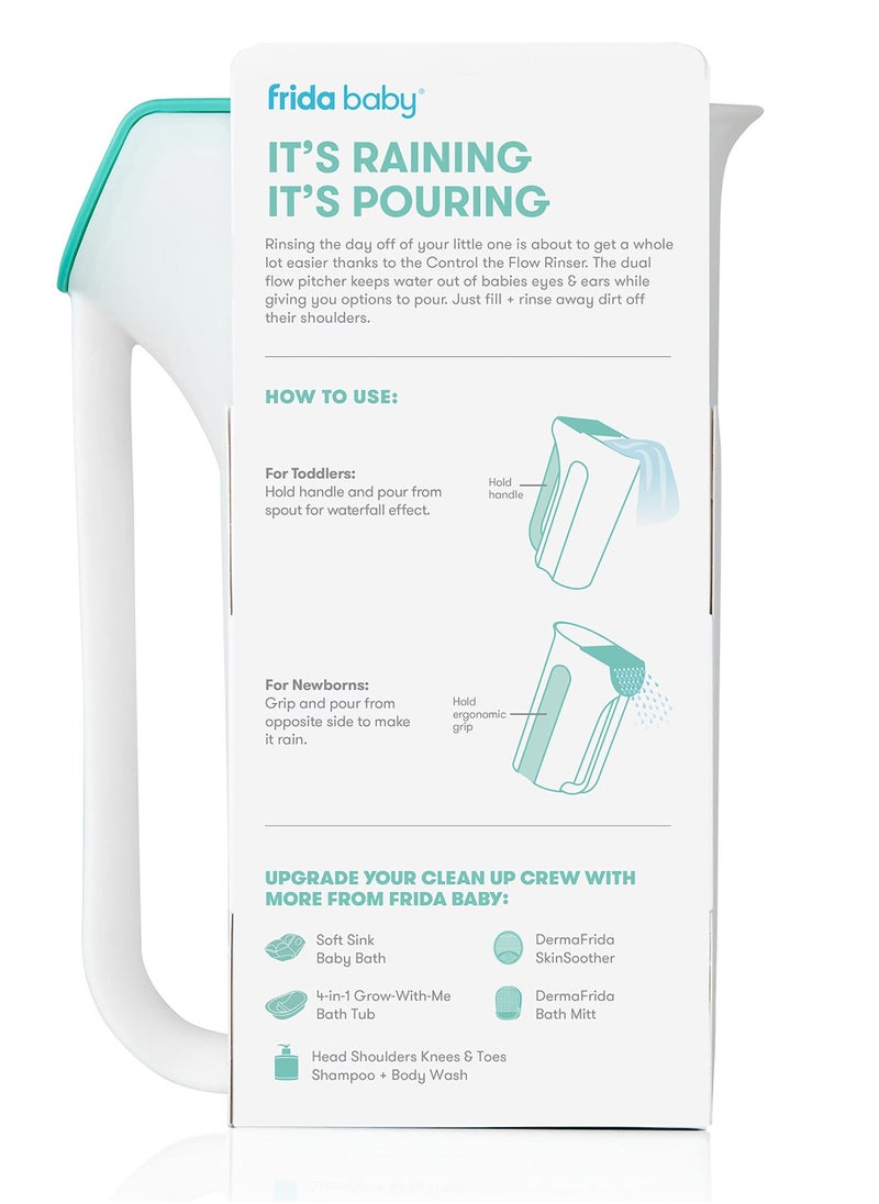 fridababy - Control the Flow Rinser by Frida Baby Bath Time Rinse Cup With Easy Grip Handle and Removable Rain Shower White - Image 1