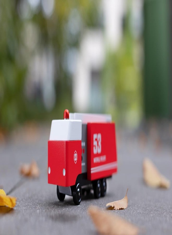 CANDYCAR® Wooden Diecast Collection - Fire Truck, Premium Handcrafted Beech Wood Toy Car - Image 4