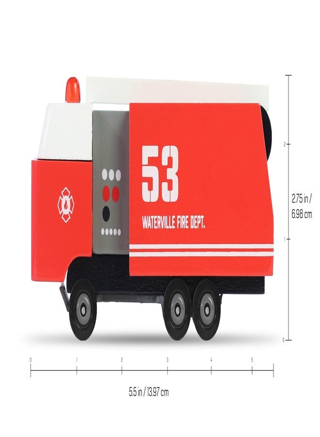 CANDYCAR® Wooden Diecast Collection - Fire Truck, Premium Handcrafted Beech Wood Toy Car - Image 2