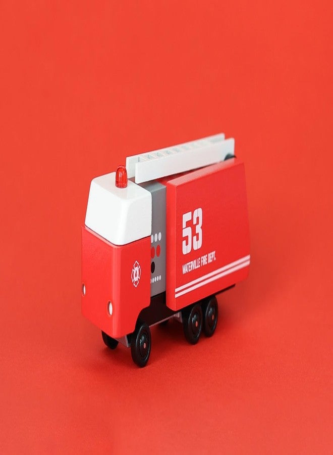 CANDYCAR® Wooden Diecast Collection - Fire Truck, Premium Handcrafted Beech Wood Toy Car - Image 3
