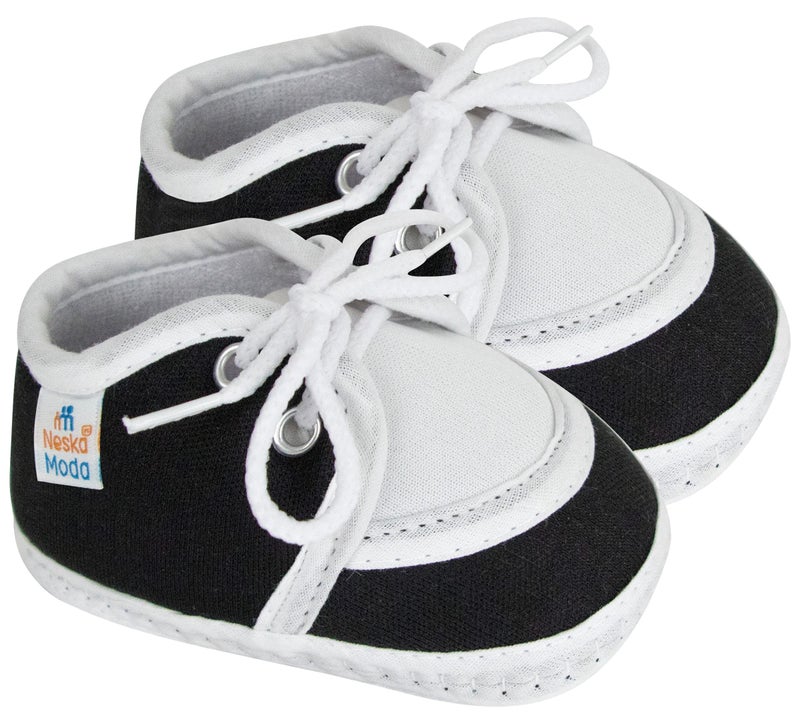 Neska Moda Unisex Baby Booties for 6 to 12 Months (Black) - Image 1