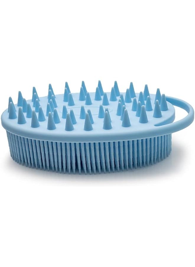 MAX MANA Secret Silicone Body Scrubber Exfoliating Brush 2 In 1 Bath And Shampoo Brush Scalp Massager Lathers Well Long Lasting Easy To Cleanand More Hygienic Than Traditional Loofah Blue  - Image 1