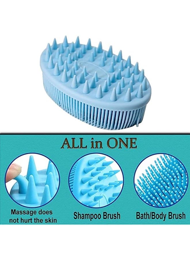 MAX MANA Secret Silicone Body Scrubber Exfoliating Brush 2 In 1 Bath And Shampoo Brush Scalp Massager Lathers Well Long Lasting Easy To Cleanand More Hygienic Than Traditional Loofah Blue  - Image 2