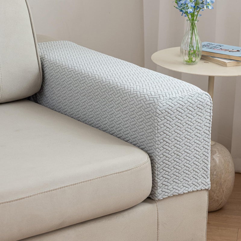 Yoovat Couch Arm Covers Sofa Arm Cover armrest Covers for Sofa Couch Armrest Cover Chair Arm Cover Set of 2 (Texture-Light Gray, Medium (Set of 2)) - Image 1