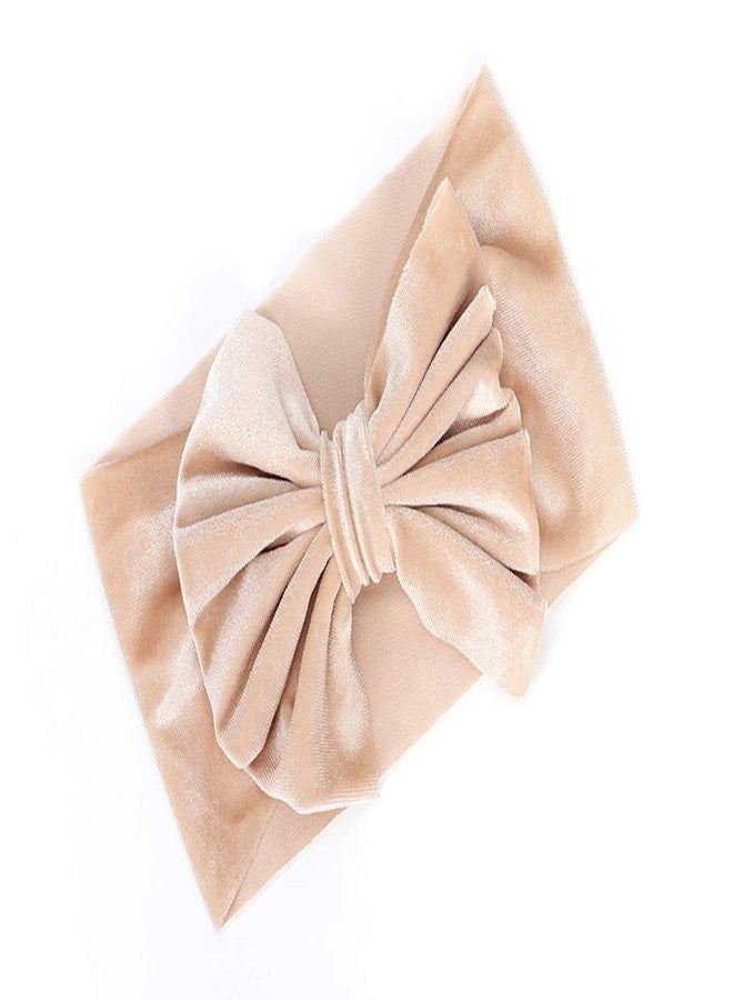 SYGA Baby Headband Velvet Bow Shape Stretchable Hairband Suitable for Newborn Infant Toddler Kids 0-3 Year (Cream) - Image 2