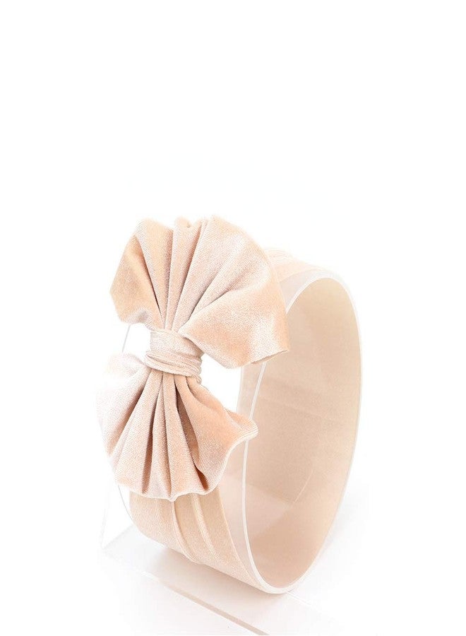 SYGA Baby Headband Velvet Bow Shape Stretchable Hairband Suitable for Newborn Infant Toddler Kids 0-3 Year (Cream) - Image 3