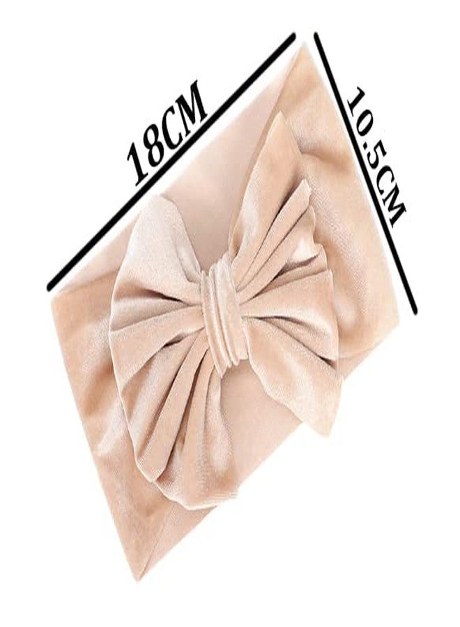 SYGA Baby Headband Velvet Bow Shape Stretchable Hairband Suitable for Newborn Infant Toddler Kids 0-3 Year (Cream) - Image 5