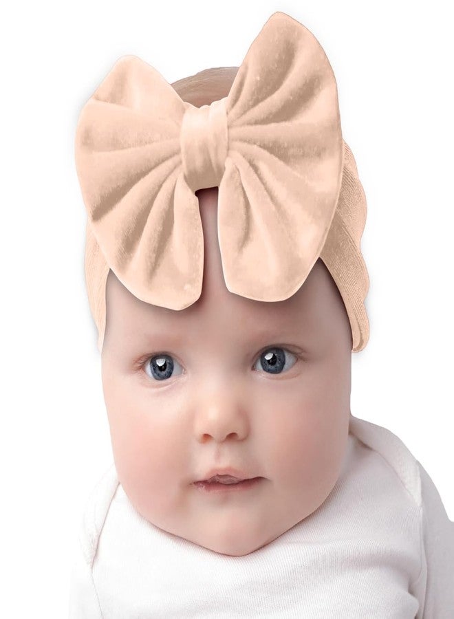 SYGA Baby Headband Velvet Bow Shape Stretchable Hairband Suitable for Newborn Infant Toddler Kids 0-3 Year (Cream) - Image 1