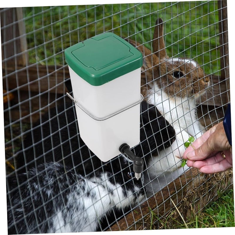 Automatic Drinker Water Rabbit 500 ml Pet Water Bottle Dispenser for Rabbit Hutch, Cage Mounted, White and Green Pack 1