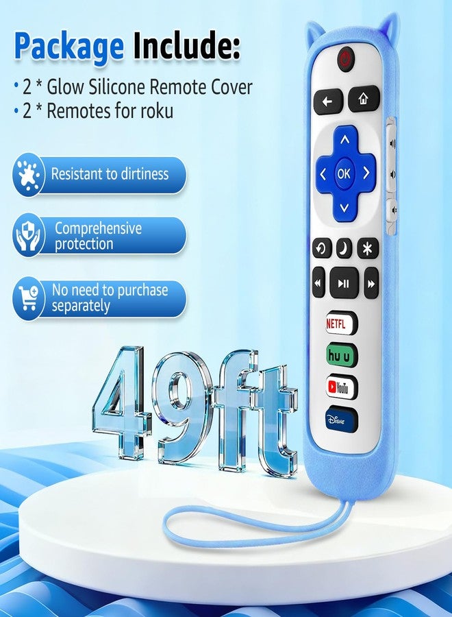 OneBom (Pack of 2) ONEBOM Replacement Remote for Roku TV with Soft Protective Silicone Cover(Glow in The Dark), Universal Remote for TCL/Hisense/Sharp/Onn/Element/Philips Roku Smart TV - Image 3