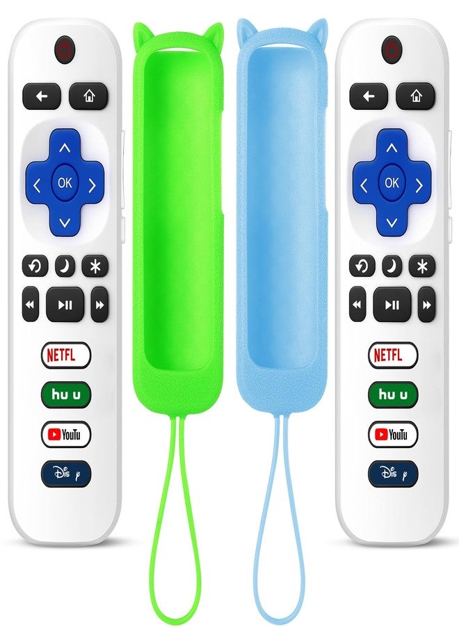 OneBom (Pack of 2) ONEBOM Replacement Remote for Roku TV with Soft Protective Silicone Cover(Glow in The Dark), Universal Remote for TCL/Hisense/Sharp/Onn/Element/Philips Roku Smart TV - Image 1
