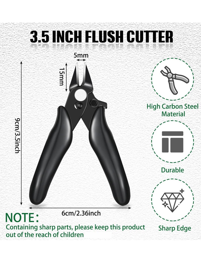 Excefore 3 Pcs 3.5 Inch Micro Cutter With Lock Flush Cutter Mini Wire Cutters Side Cutters Diagonal Cutting Pliers Small Flush Cut Pliers Jewelers Tools Soft Wire Snips Nippers For Electronic, Model, Black  - Image 2
