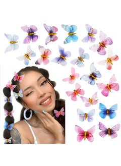 20PCS Cute Butterfly Clips Y2K Glitter  Kawaii Small Hair Accessories for Thick Hair
