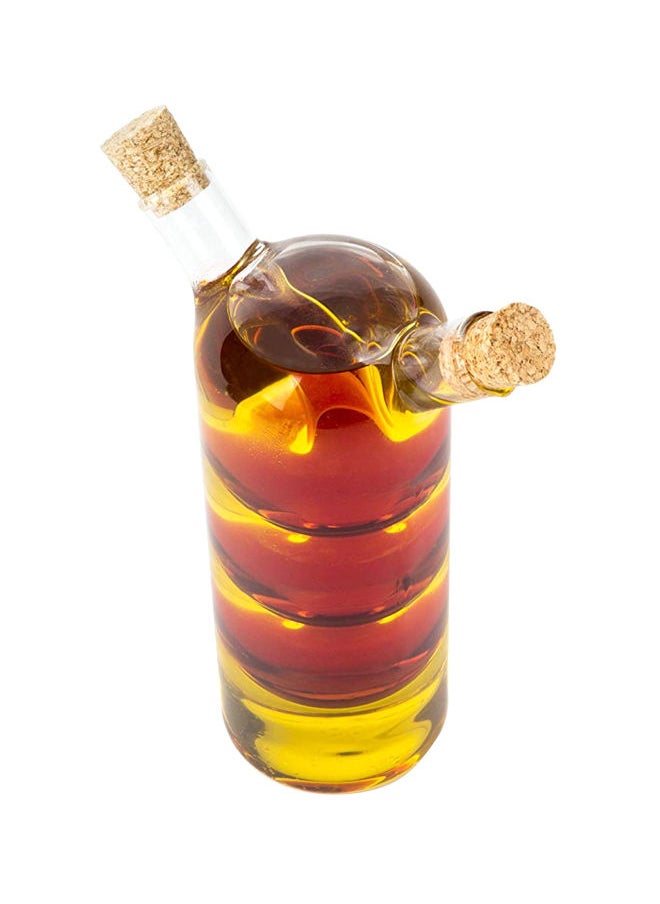 واي آند دي زجاجة زيت وخل بتصميم على شكل فقاعة أصفر/ أحمر/ شفاف 3.2x4.8x8.6بوصة  - Image 1