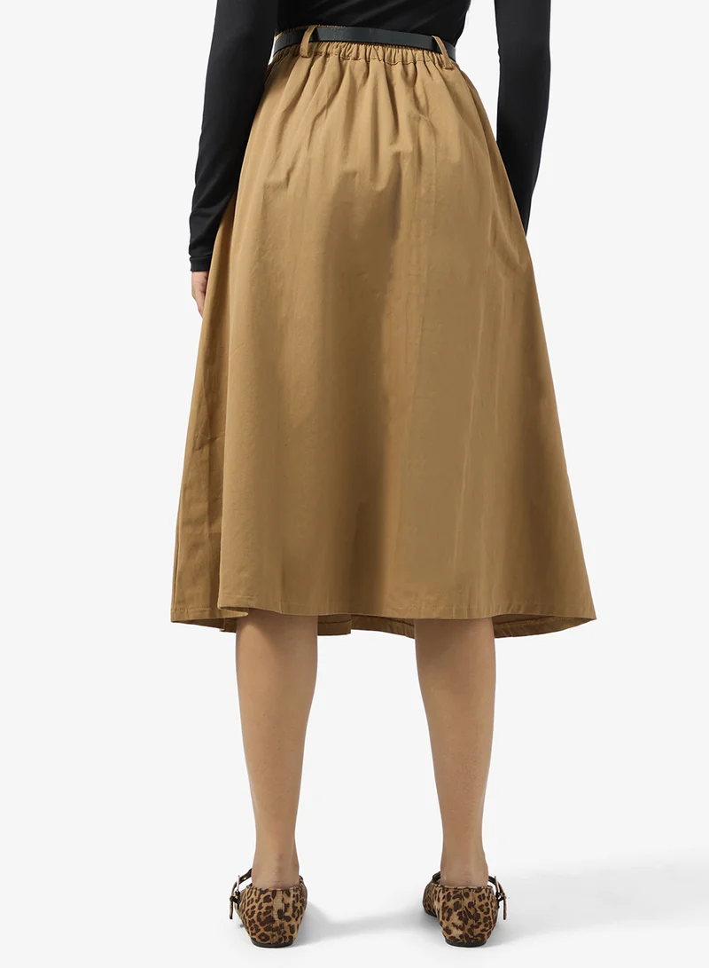 Ginger Belted Midi Skirt with Pockets