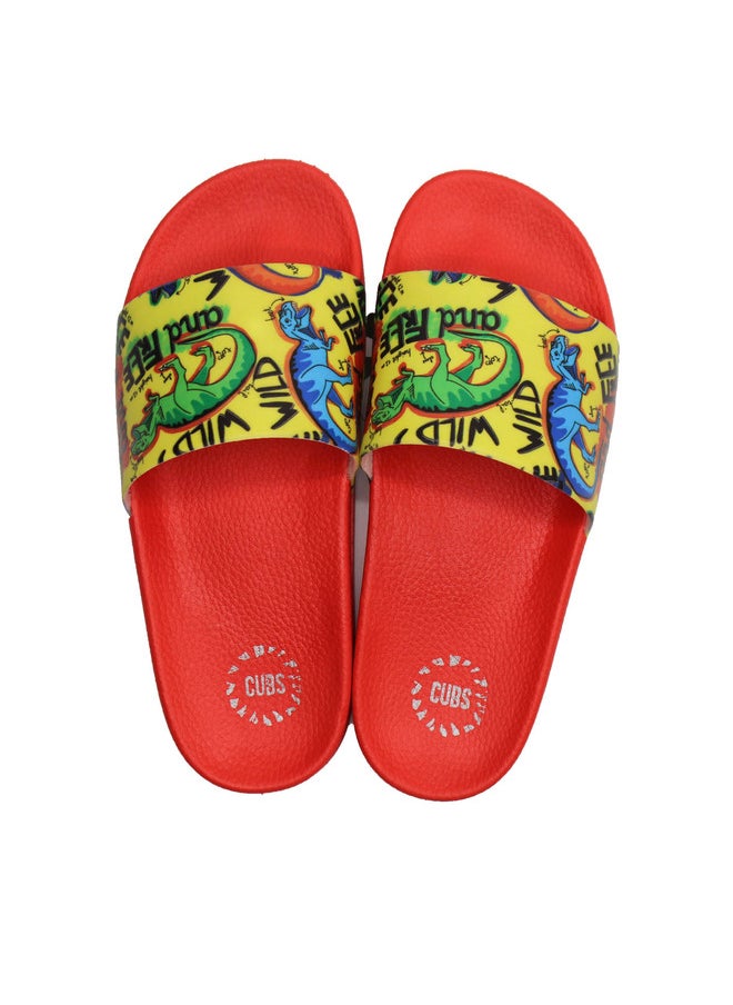 CUBS - Dinosaur Print Everyday Wear Eco-Friendly Pvc Slides For Kids Lightweight Easy To Wash And Anti-Slip Soles - Image 1
