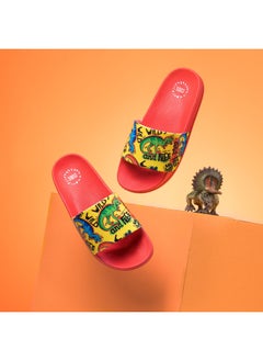 CUBS Dinosaur Print Everyday Wear Eco-Friendly Pvc Slides For Kids Lightweight Easy To Wash And Anti-Slip Soles  - Image 2