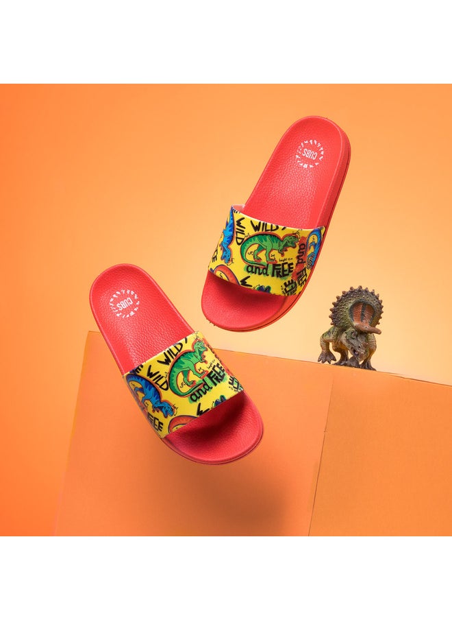 CUBS - Dinosaur Print Everyday Wear Eco-Friendly Pvc Slides For Kids Lightweight Easy To Wash And Anti-Slip Soles - Image 1