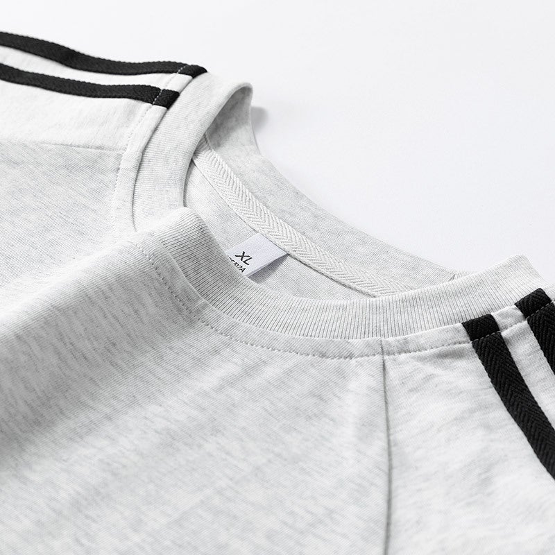 American Retro Trendy Brand Letter Three-Stripe Short-Sleeve T-Shirt For Men And Women, Loose Heavyweight Summer T-Shirt - Image 3