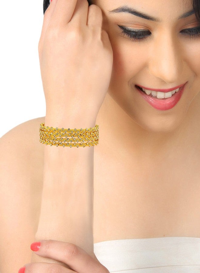 ZIVOM® 22K Gold Plated Classic American Diamond CZ Bangle Set Of 4 Gift - Image 4