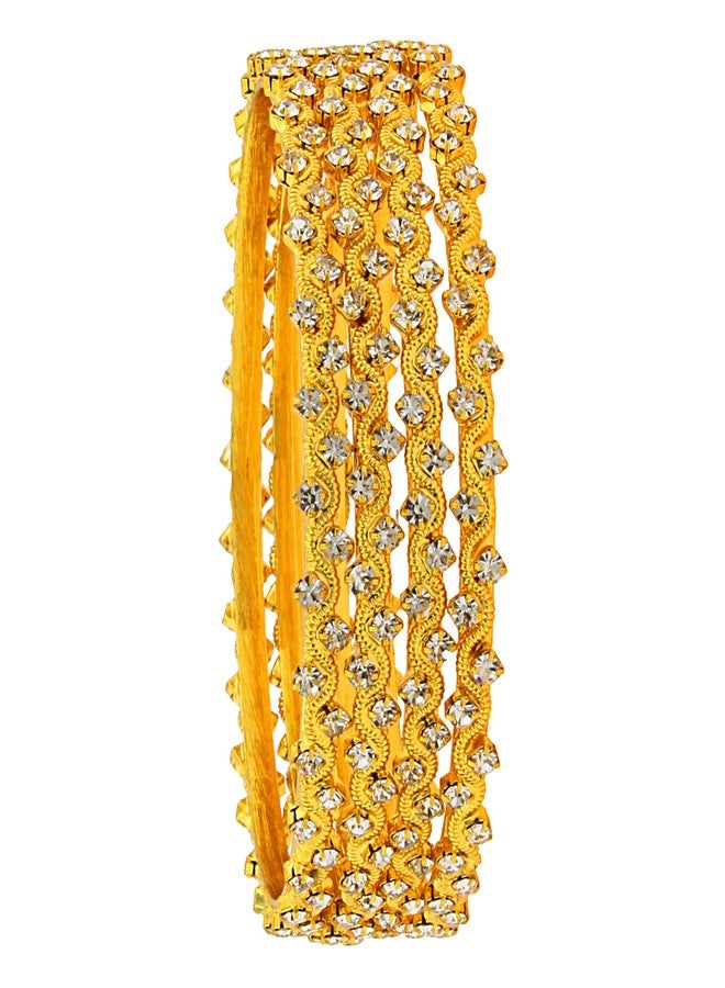 ZIVOM® 22K Gold Plated Classic American Diamond CZ Bangle Set Of 4 Gift - Image 1