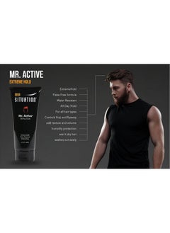 Hair Situation Mr. Active Styling Glue Hair Gel For Men Water Resistance Extreme Hold Nonflaking & Alcohol Free (3 Pack)  - Image 3