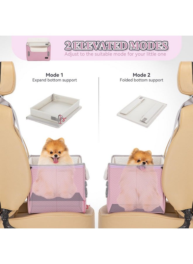 Petsfit PETSFIT Dog Car Seats for Small Dogs, Portable Puppy Car Saet for Car with Clip-On Leash, Adjustable Straps Suitable for Small Pets Up to 25lbs (Light Pink)  - Image 4
