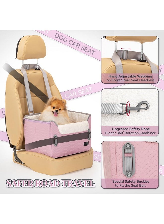 Petsfit PETSFIT Dog Car Seats for Small Dogs, Portable Puppy Car Saet for Car with Clip-On Leash, Adjustable Straps Suitable for Small Pets Up to 25lbs (Light Pink)  - Image 3