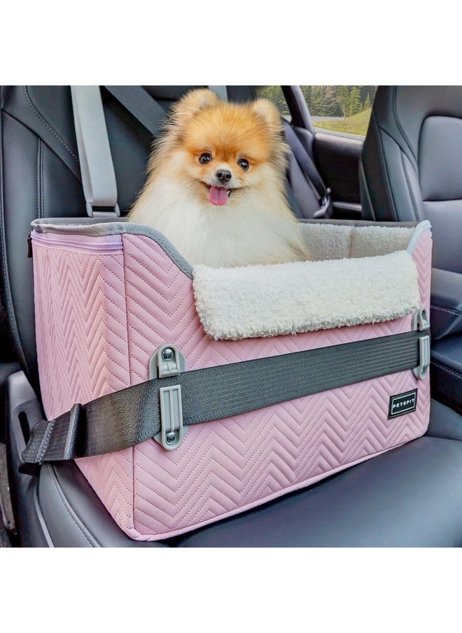 Petsfit PETSFIT Dog Car Seats for Small Dogs, Portable Puppy Car Saet for Car with Clip-On Leash, Adjustable Straps Suitable for Small Pets Up to 25lbs (Light Pink)  - Image 1