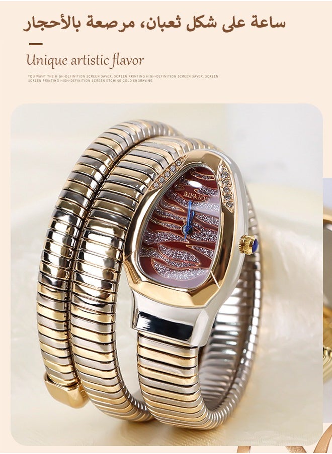 BIFANXI Women's Fashion Watch, Snake-Shaped Diamond Design Quartz Watch ,Fashionable and Versatile Diamond Watch  - Image 1