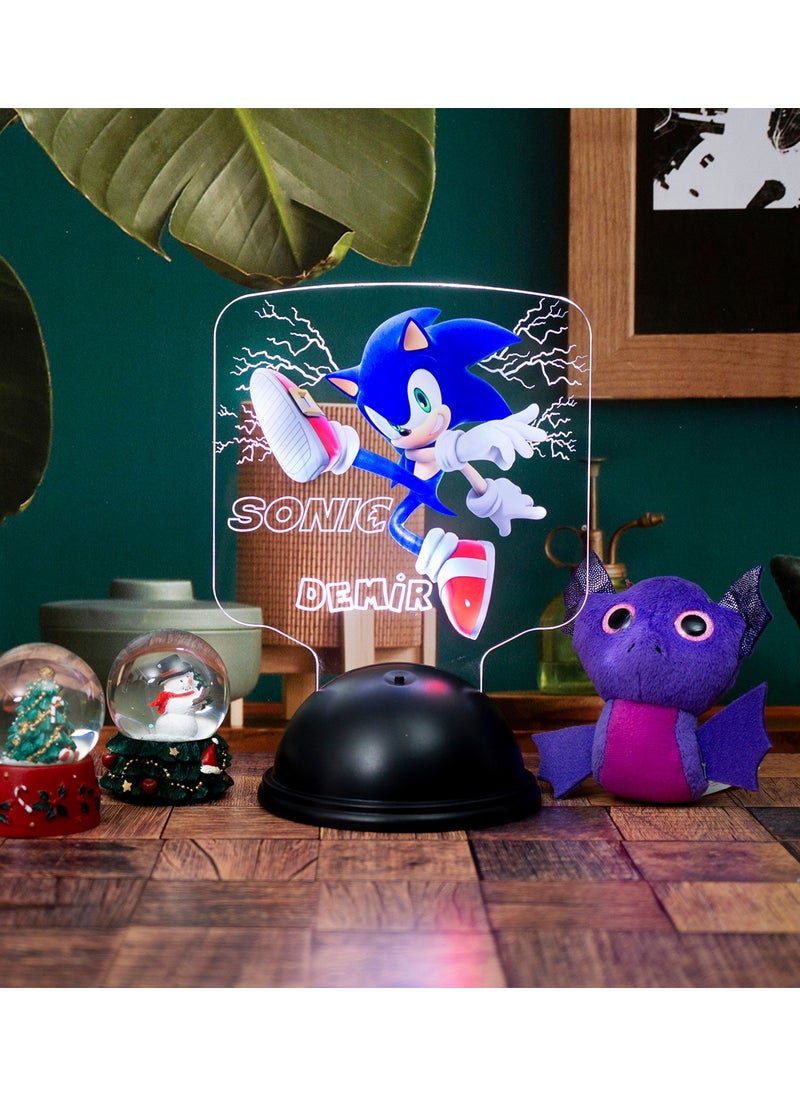 Sevgi Lambası - Love Lamp Sonic the Hedgehog Gift, Kids Room Super Sonic Gift Named LED Lamp, Sonic Design LED Lamp - Image 1
