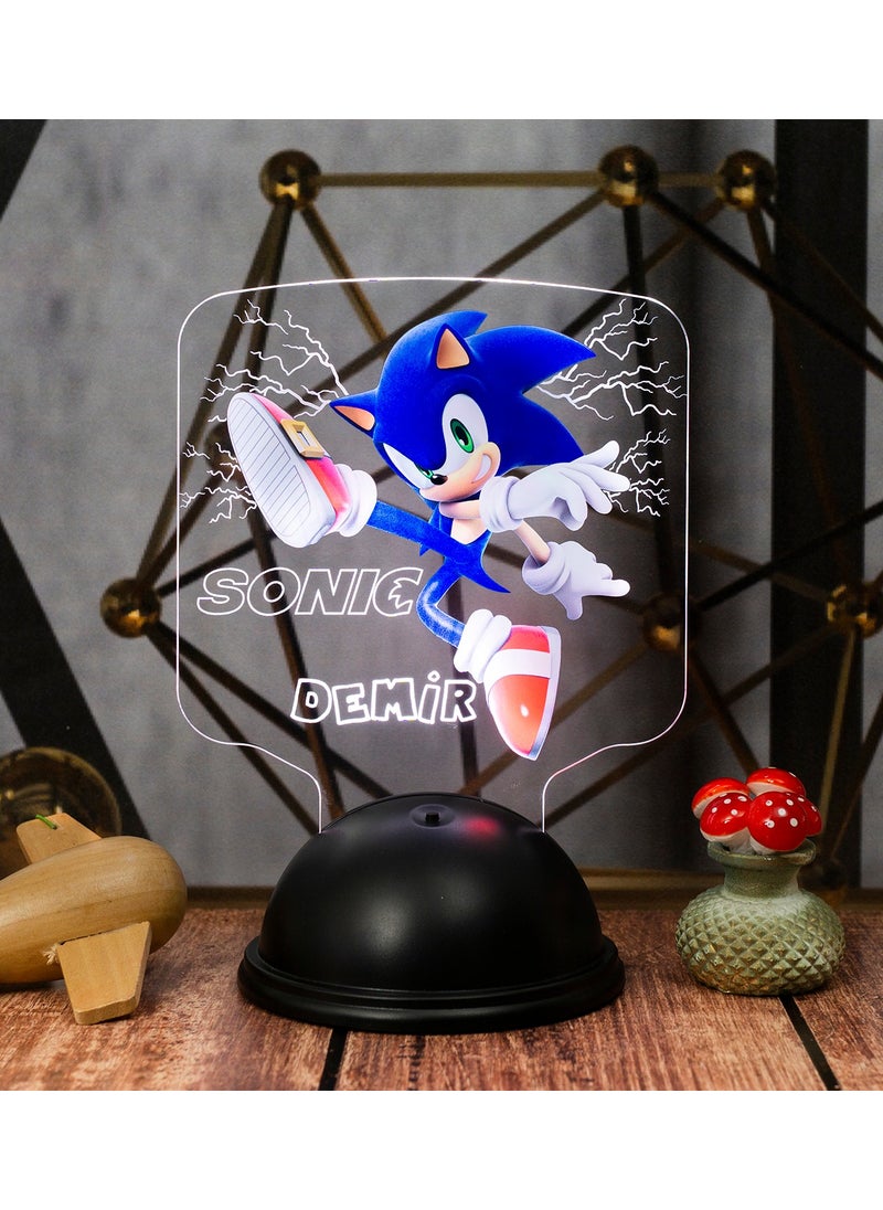 Sevgi Lambası - Love Lamp Sonic the Hedgehog Gift, Kids Room Super Sonic Gift Named LED Lamp, Sonic Design LED Lamp - Image 1