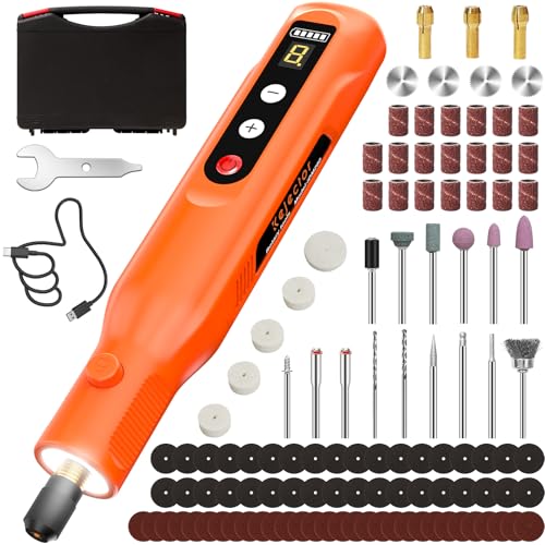 kejector Mini Cordless Rotary Tool with 113 Accessories,Engraving Pen LED Screen & Ring Light 5000mAh Power Rotary Tool Kit 5-Speed for Engraving Sanding, Polishing, Carving, Cutting, DIY Crafts, - Image 1