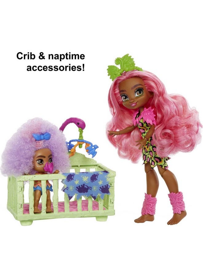 Cave Club Mattel Cave Club Tot Sitting Adventure Babysitting Playset with Fernessa Doll (8 - 10-inch, Pink Hair), Toddler Doll, Crib, Rocking Horse and Accessories, Gift for 4 Year Olds and Up  - Image 5
