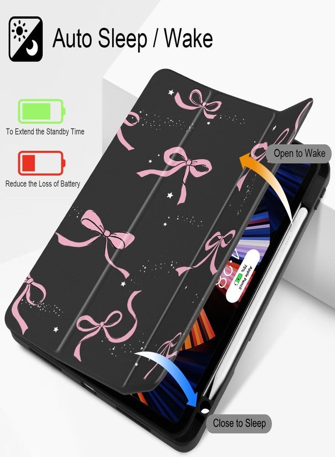May Chen for iPad Pro 11 inch M2 4th Generation 2022, iPad Pro 11 3rd/2nd/1st Gen, Case with Transparent Shockproof Back Cover [Built-in Pencil Holder, Auto Sleep/Wake, Black Stars Bow - Image 3