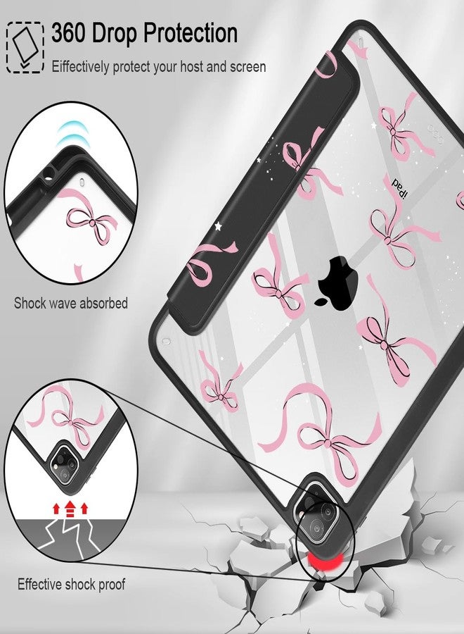 May Chen for iPad Pro 11 inch M2 4th Generation 2022, iPad Pro 11 3rd/2nd/1st Gen, Case with Transparent Shockproof Back Cover [Built-in Pencil Holder, Auto Sleep/Wake, Black Stars Bow - Image 4