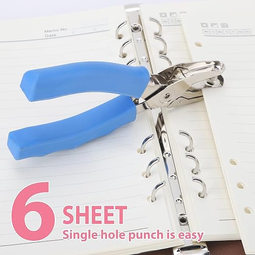 Craftinova 1 Hole Punch， 1/4 inch of Single Whole Punch，with Soft Grip Handles, with 6 Sheet Capacity, Perfect for Home Office School Supplies, can be Used for Labels and Greeting Cards，3 PCS - Image 5
