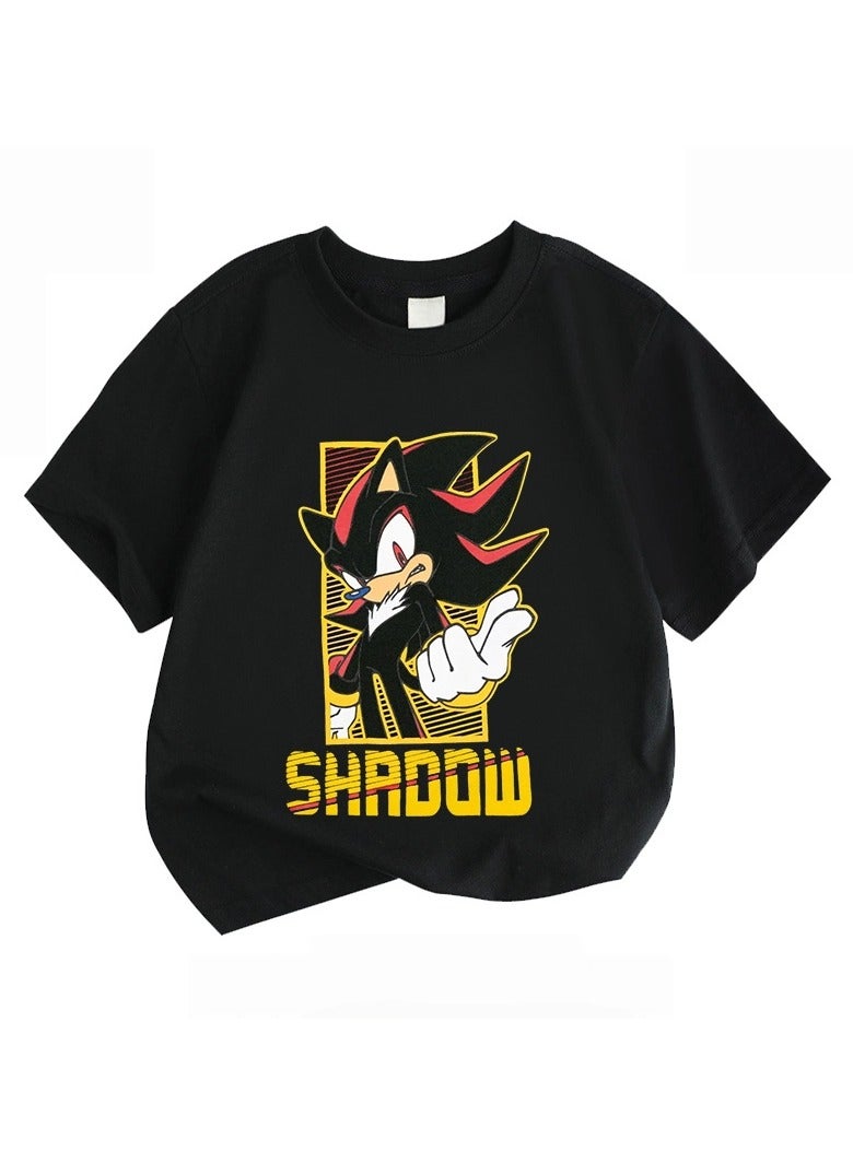 عام قميص قصير ذو آكمام صيفية للرجال والنساء والأطفال بتصميم قنفذ سونيك السوبر (Super Sonic Hedgehog). يتناسب هذا القميص بسهولة مع أنماط التأمل المختلفة. - Image 1