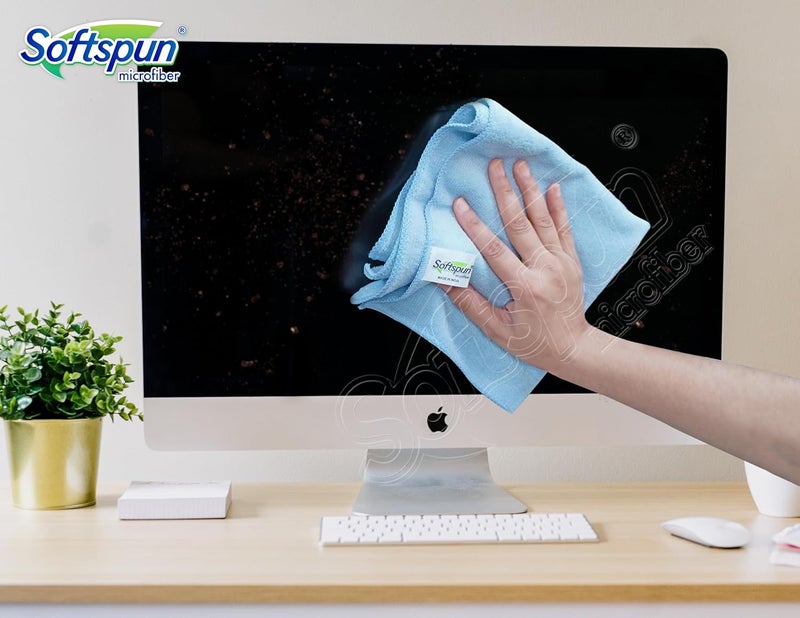 SOFTSPUN Microfiber Cleaning Cloths 12pcs 30x30cms 220 GSM MultiColour Highly Absorbent Lint and Streak Free Multi Purpose Wash Cloth for Kitchen Window Stainless Steel Silverware - Image 3