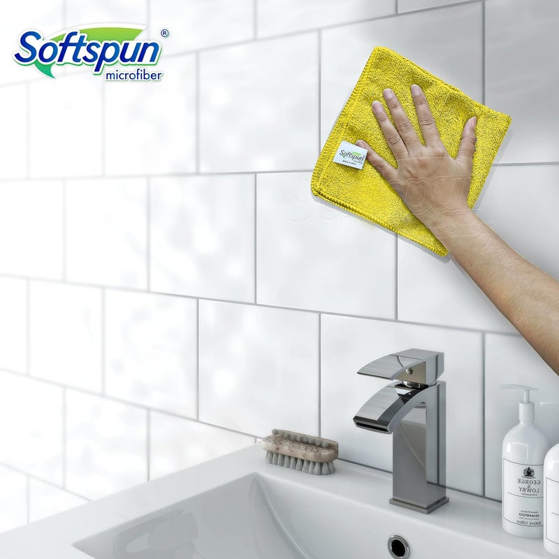 SOFTSPUN Microfiber Cleaning Cloths 12pcs 30x30cms 220 GSM MultiColour Highly Absorbent Lint and Streak Free Multi Purpose Wash Cloth for Kitchen Window Stainless Steel Silverware - Image 5