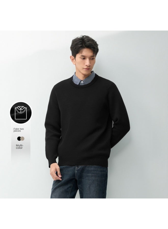 HLA Light Business Fashion Series】winter Double-collar Design Warm Casual Men's Knitted Sweater - Image 3